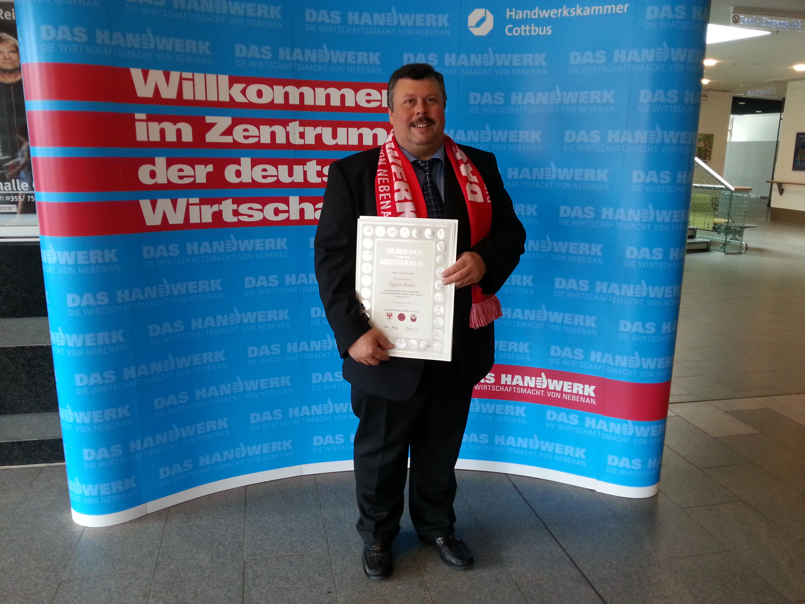 Urkunde zum 25 jährigen Meisterjubiläum 2015 in Cottbus